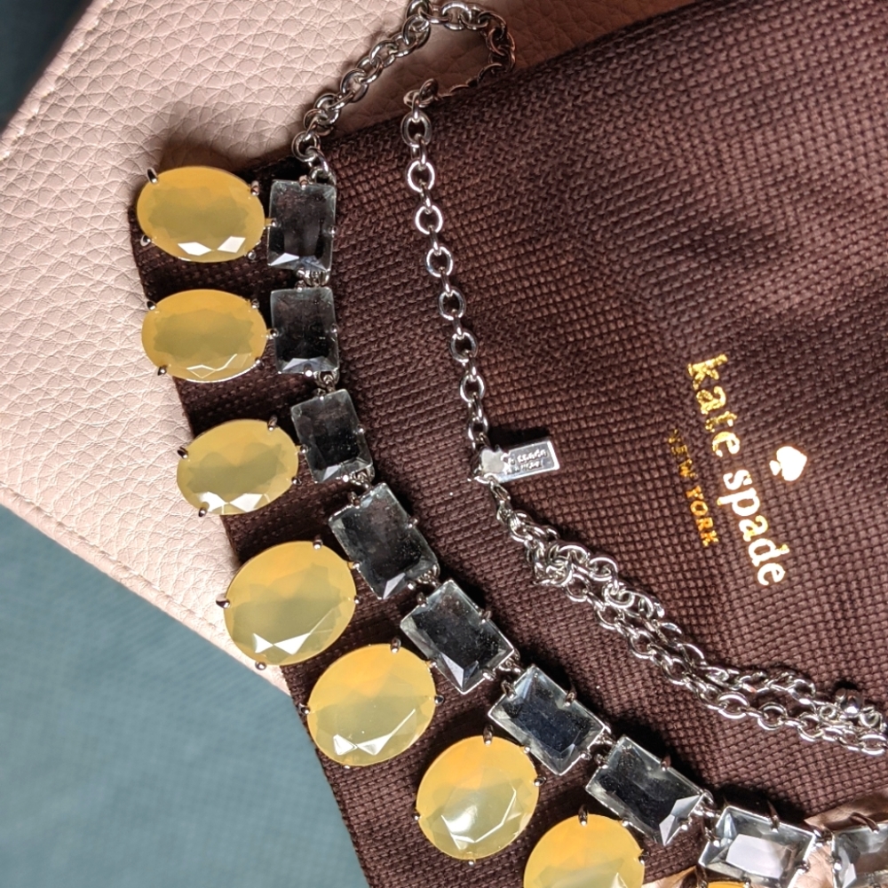 💎 Kate Spade Pale Yellow Gem Statement Necklace